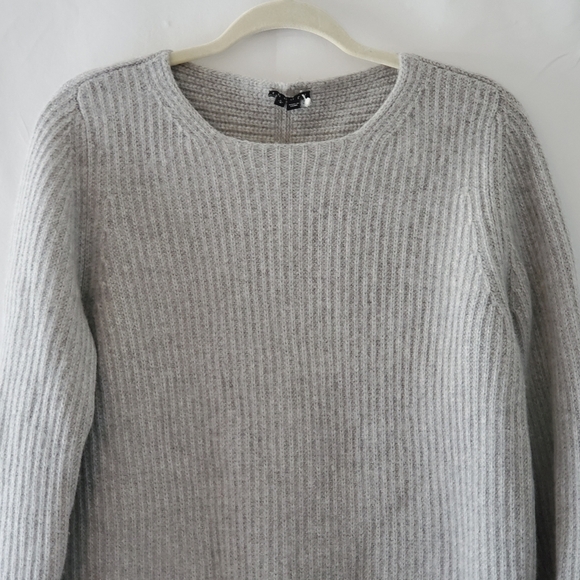 Theory Cashmere Blend Wool Sweater Size L Long Sleeve Ribbed Knit Pullover - Picture 3 of 12